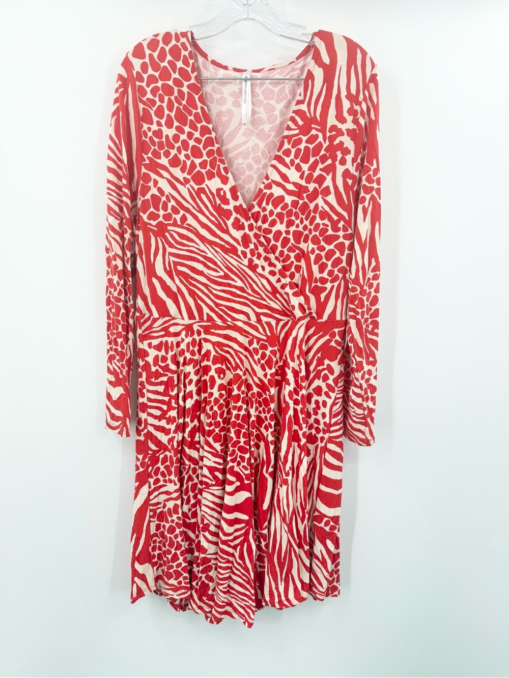 Karen Millen Safari Print Viscose Wrap Dress Orange/White Size 14